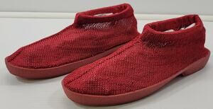 Jackie Women Red Woven Shoe Slipper XL Rubber Soles